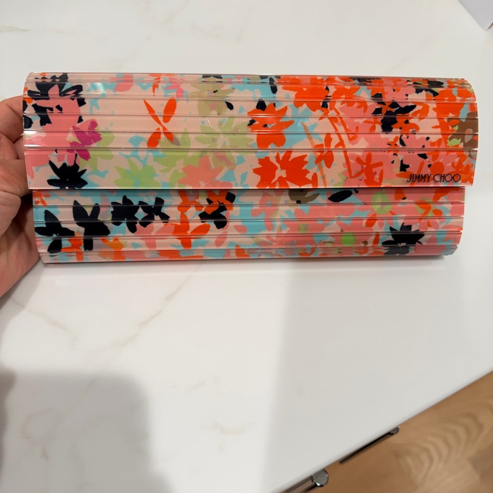 Jimmy Choo Vibrant Floral Clutch - Pink, Orange, Black